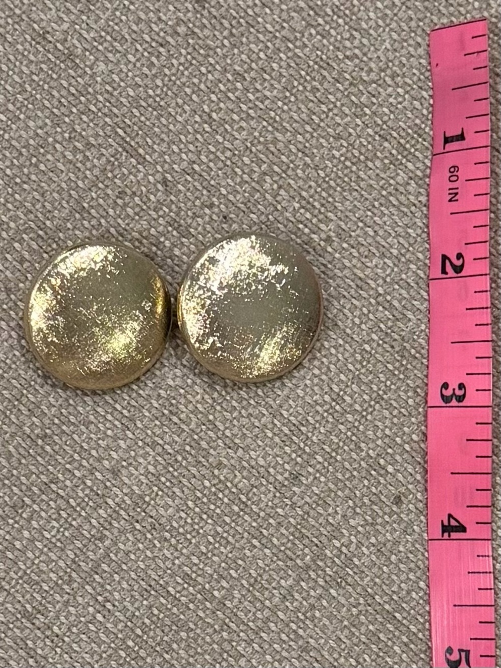 Vintage Textured Gold-Tone Round Clip-On Earrings (1.25")